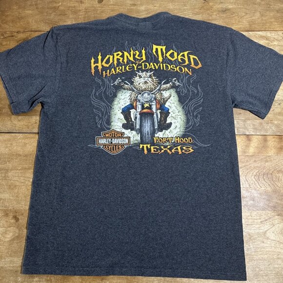 VTG Harley Davidson T-Shirt Size Large Horny Toad Fort Hood Texas - Picture 3 of 14
